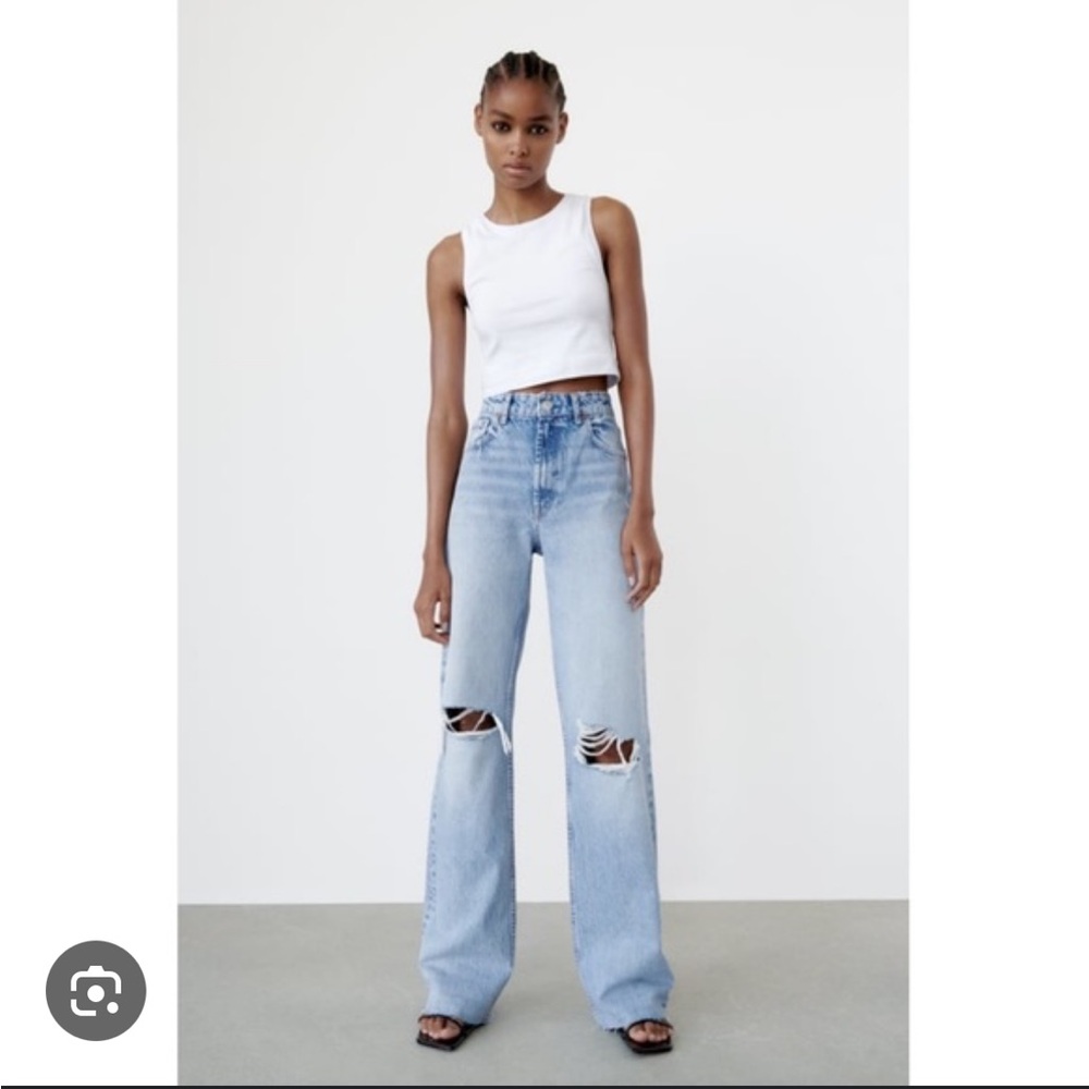 Zara Ripped Wide Leg Jeans